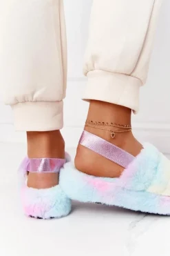 Outlet Futrzane Papcie Na Platformie Kolorowe Snowflake Damskie Kapcie Klasyczne