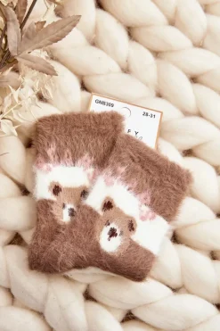 Just Play Futrzane Skarpety Dziecięce Z Misiem Brązowo-Białe