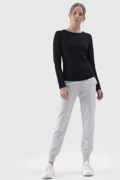 Hot Gładka Koszulka Z Długim Rękawem Longsleeve WMM00TLONF376-20S Czarna Damskie T-Shirty Damskie|Odzież 4F