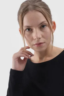 Hot Gładka Koszulka Z Długim Rękawem Longsleeve WMM00TLONF376-20S Czarna Damskie T-Shirty Damskie|Odzież 4F