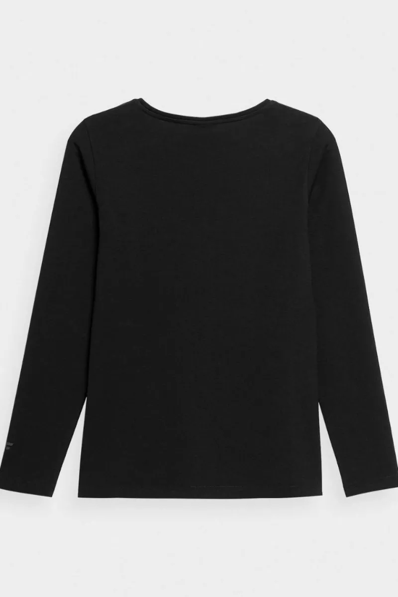 Hot Gładka Koszulka Z Długim Rękawem Longsleeve WMM00TLONF376-20S Czarna Damskie T-Shirty Damskie|Odzież 4F