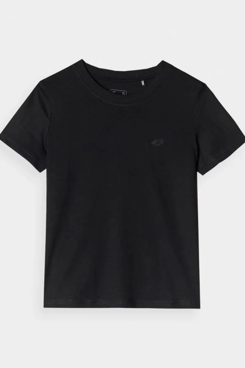 New Gładki T-Shirt Damski Regular WAW24TTSHF1650-20S Czarny Damskie T-Shirty Damskie|Odzież 4F