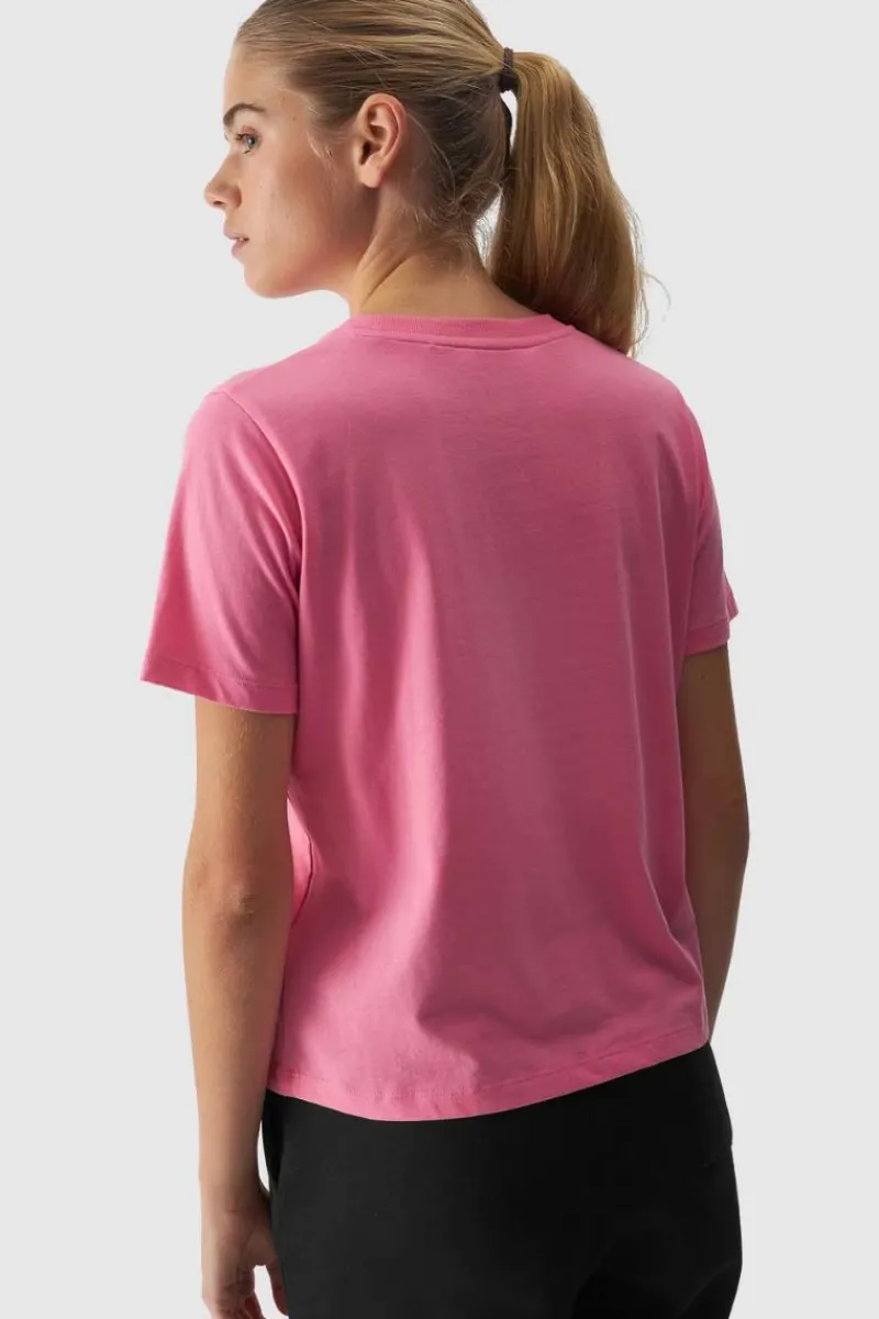 T-Shirty Damskie|Odzież 4F>4F Gładki T-Shirt Damski Regular WAW24TTSHF1650-54S Różowy