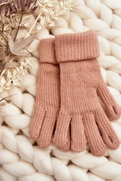 Clearance Gładkie Rękawice Damskie Dotykowe Różowe Rękawiczki