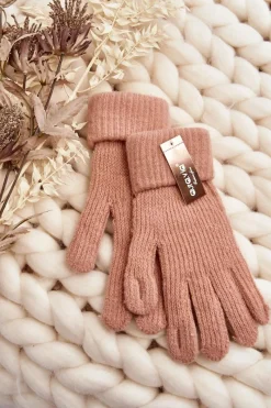 Clearance Gładkie Rękawice Damskie Dotykowe Różowe Rękawiczki