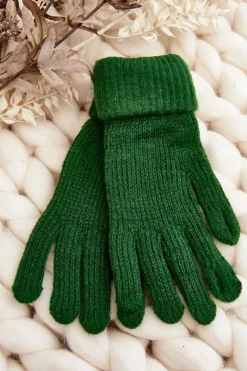 Rękawiczki>Aura.via Gładkie Rękawiczki Damskie Dotykowe Zielone