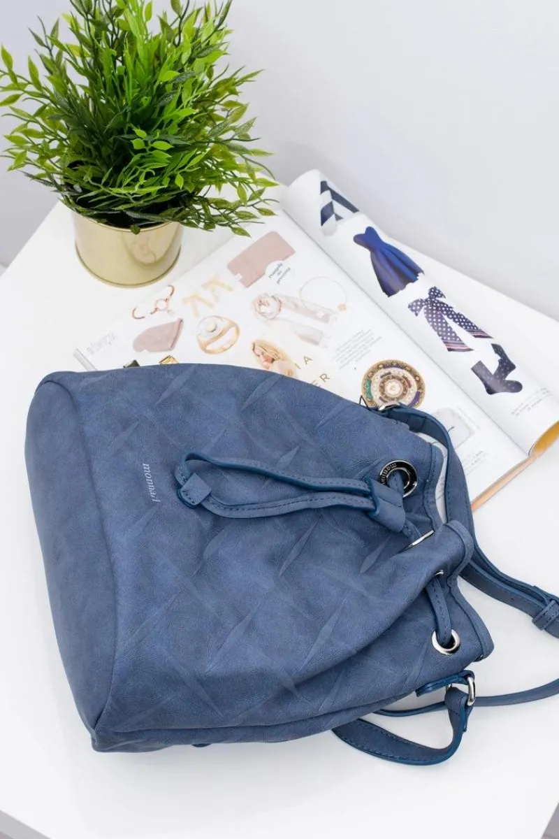 Torebki Monnari|Torebki Klasyczne>Monnari Granatowa Torebka Stylowy Worek