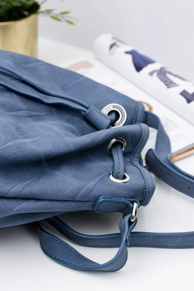 Torebki Monnari|Torebki Klasyczne>Monnari Granatowa Torebka Stylowy Worek