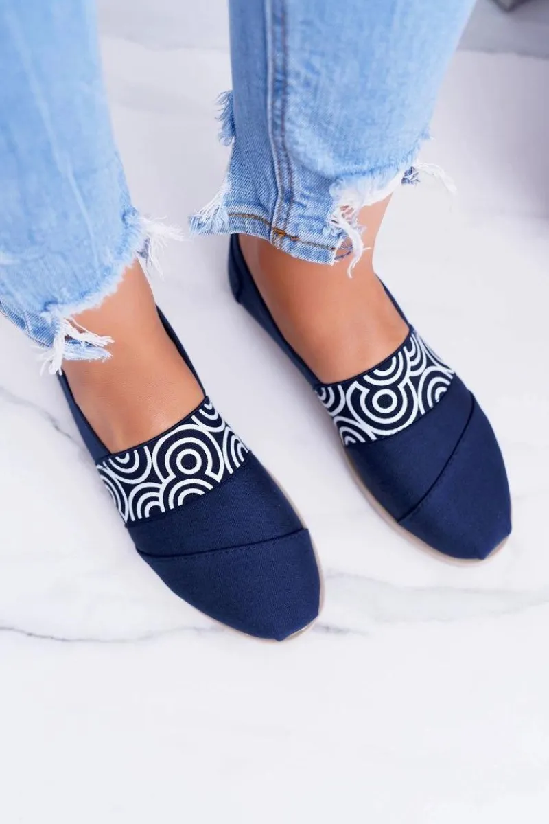 Czarne Espadryle>Boto Granatowe Materiałowe Tomsy Slip On Circle