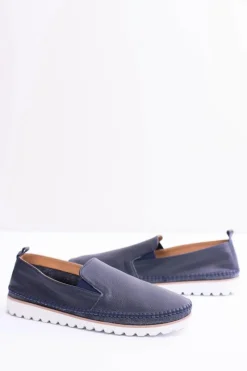 Mokasyny Wsuwane>Boto Granatowe Męskie Skórzane Mokasyny Perlugo