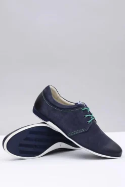 Sale Boto Granatowe Męskie Skórzane Półbuty Dimonde