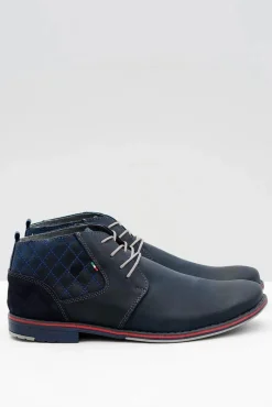 Półbuty Casual></noscript>Boto Granatowe Męskie Skórzane Półbuty Graziano