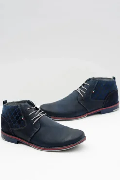 Półbuty Casual></noscript>Boto Granatowe Męskie Skórzane Półbuty Graziano