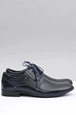 Półbuty Eleganckie>Boto Granatowe Skórzane Eleganckie Półbuty Massimiliano