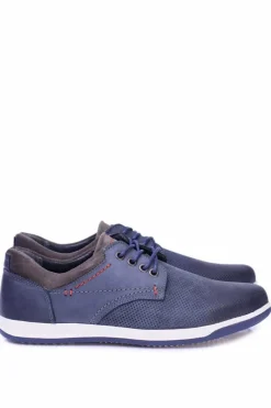 Półbuty Casual></noscript>Boto Granatowe Skórzane Męskie Buty Casual Retino