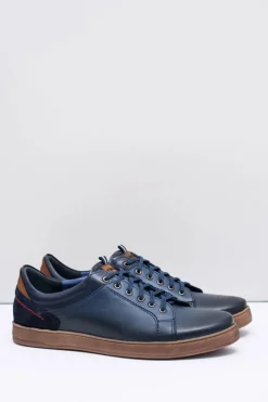 Best Granatowe Skórzane Męskie Sportowe Półbuty Nikopol Design Męskie Półbuty Casual