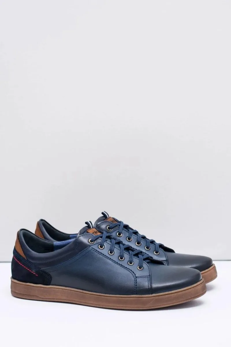 Best Granatowe Skórzane Męskie Sportowe Półbuty Nikopol Design Męskie Półbuty Casual