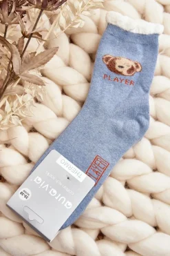 Skarpetki|Skarpetki>Aura.via Grube Skarpety Bawełniane Z Misiem e Niebieski