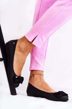 Gumowe Damskie Baleriny Kokardka Czarne Fergie Damskie Baleriny Klasyczne