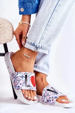 Klapki Sportowe|Klapki Damskie Big Star>Big Star Shoes Gumowe Klapki Big Star Love DD274A256 Białe