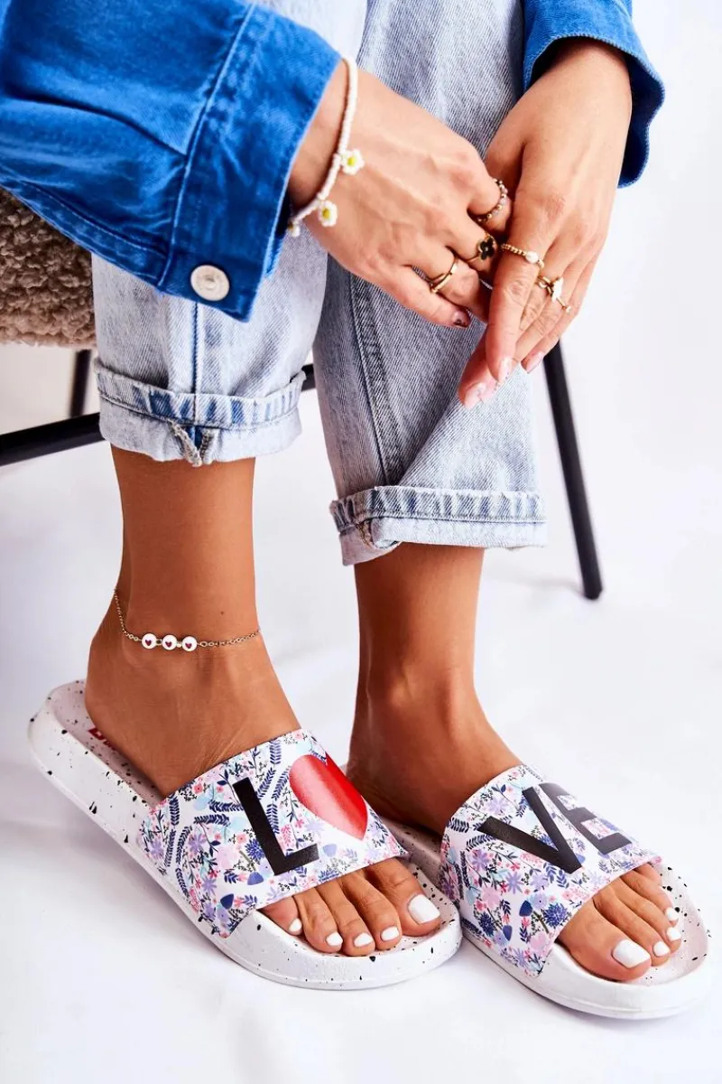 Klapki Sportowe|Klapki Damskie Big Star>Big Star Shoes Gumowe Klapki Big Star Love DD274A256 Białe