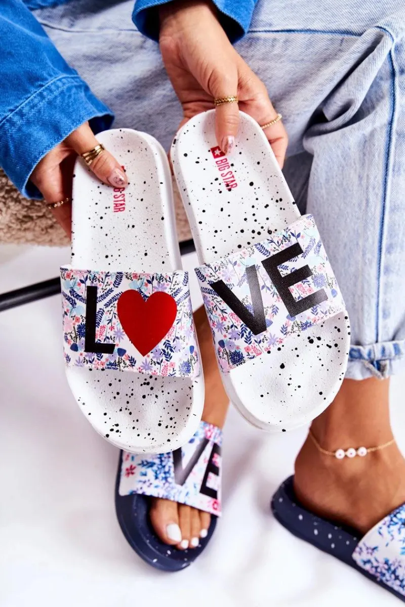 Klapki Sportowe|Klapki Damskie Big Star>Big Star Shoes Gumowe Klapki Big Star Love DD274A256 Białe