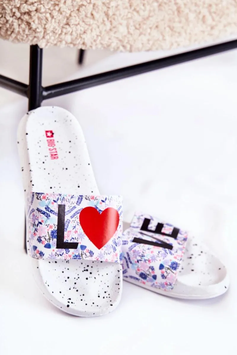 Klapki Sportowe|Klapki Damskie Big Star>Big Star Shoes Gumowe Klapki Big Star Love DD274A256 Białe