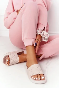 Sale Gumowe Klapki Damskie Beżowe Let's Swim Damskie Klapki Damskie Klasyczne