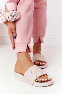 Sale Gumowe Klapki Damskie Beżowe Let's Swim Damskie Klapki Damskie Klasyczne