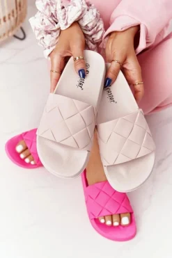 Sale Gumowe Klapki Damskie Beżowe Let's Swim Damskie Klapki Damskie Klasyczne