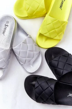 Sale Gumowe Klapki Damskie Neonowe Żółte Let's Swim Damskie Klapki Damskie Klasyczne