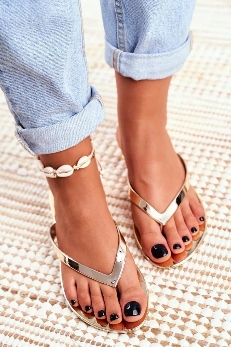 New Boto Gumowe Klapki Japonki Lu Boo Złote