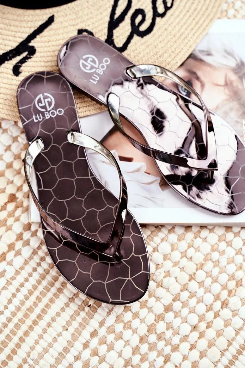 Klapki Damskie Japonki>Boto Gumowe Klapki Japonki Lu Boo Miedziane