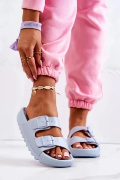 Klapki Na Platformie|Klapki Damskie Klasyczne>Boto Gumowe Klapki Na Platformie Niebieskie Westie