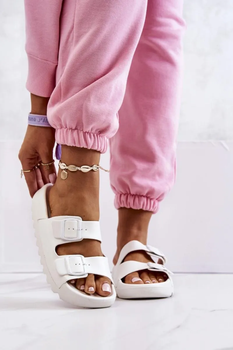 Best Gumowe Klapki Na Platformie Białe Westie Damskie Klapki Na Platformie|Klapki Damskie Klasyczne