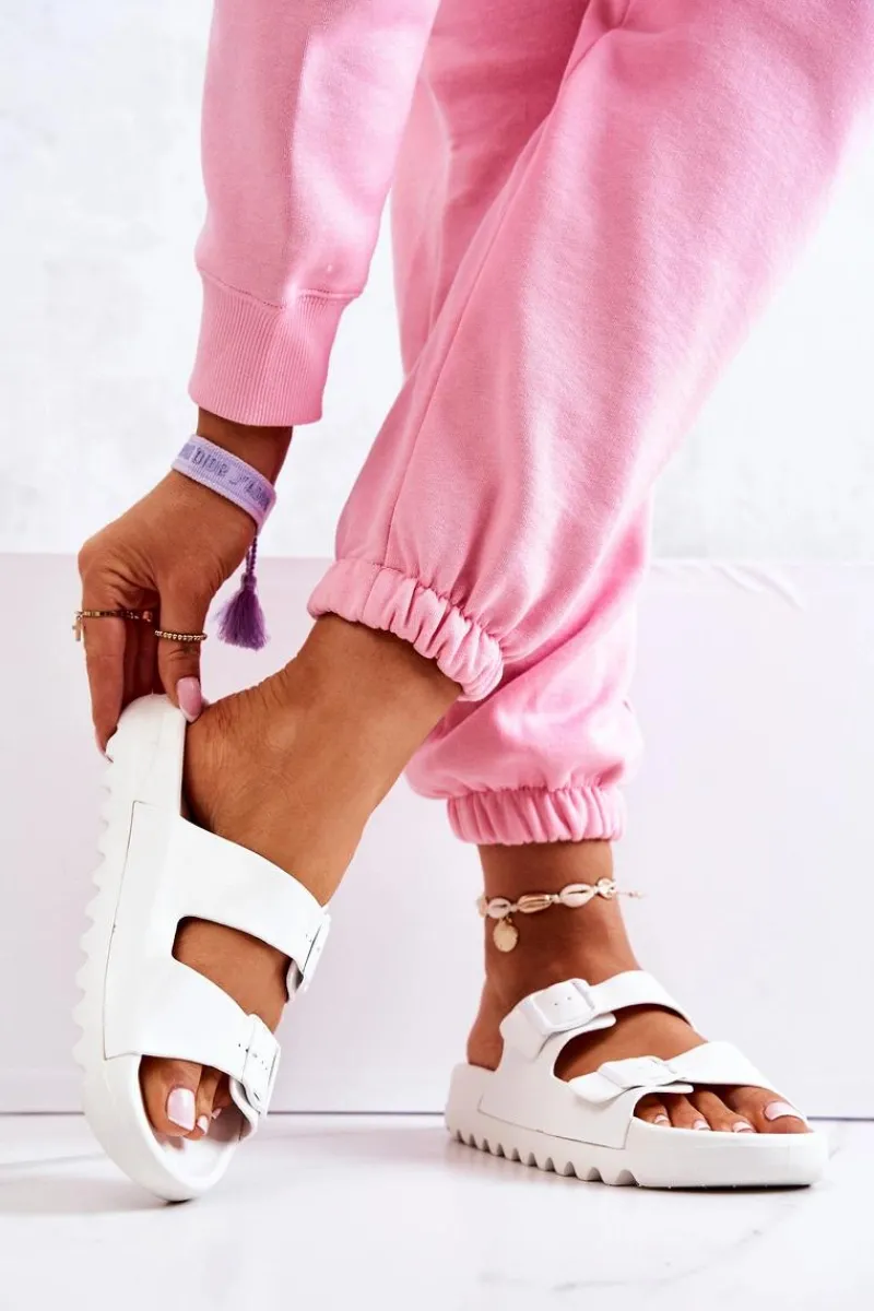 Best Gumowe Klapki Na Platformie Białe Westie Damskie Klapki Na Platformie|Klapki Damskie Klasyczne