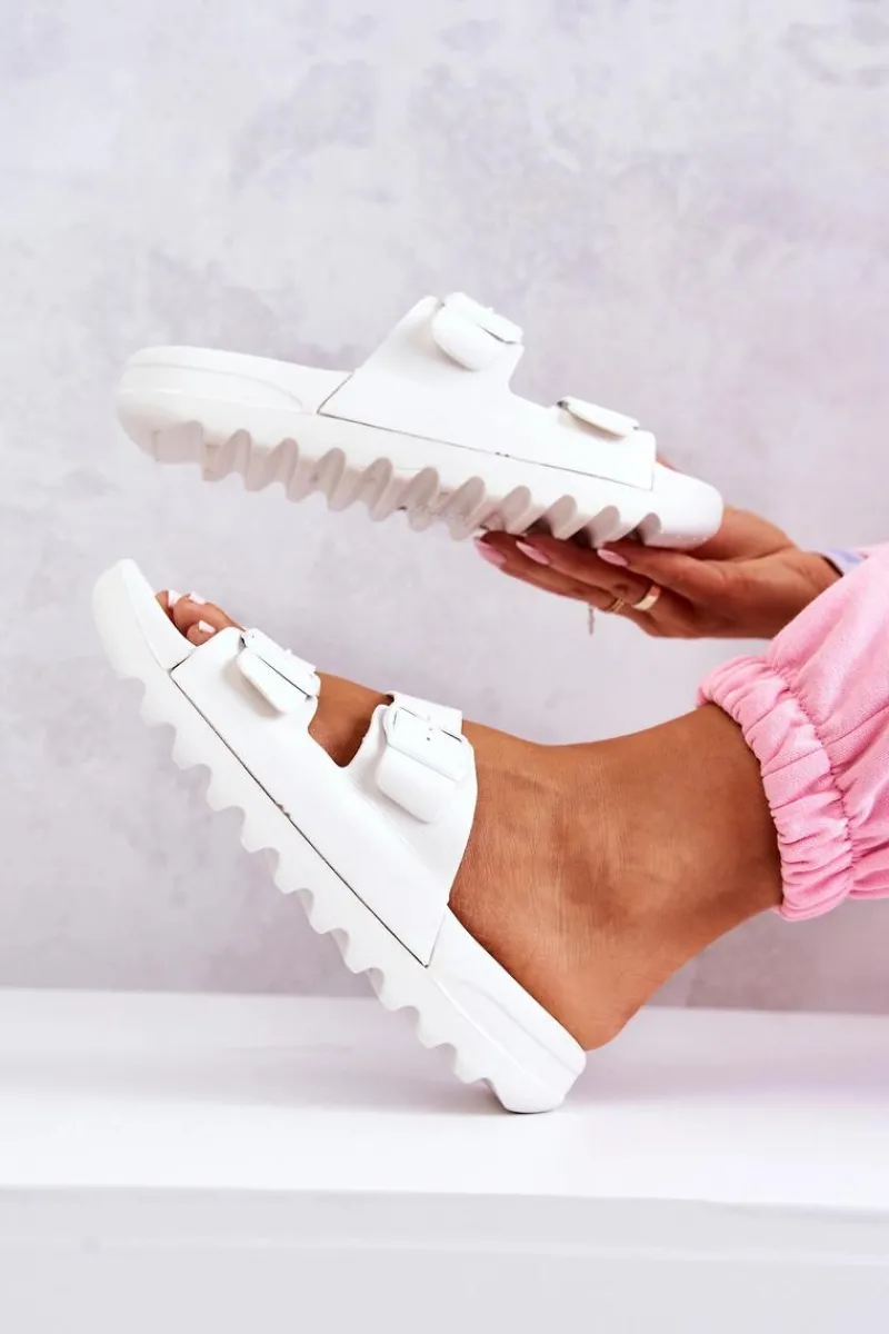 Best Gumowe Klapki Na Platformie Białe Westie Damskie Klapki Na Platformie|Klapki Damskie Klasyczne