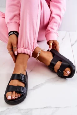 Clearance Gumowe Klapki Na Platformie Czarne Westie Damskie Klapki Na Platformie|Klapki Damskie Klasyczne