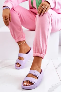 Clearance Boto Gumowe Klapki Na Platformie Fioletowe Westie