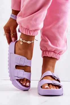 Clearance Boto Gumowe Klapki Na Platformie Fioletowe Westie