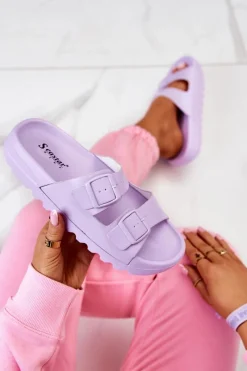 Clearance Boto Gumowe Klapki Na Platformie Fioletowe Westie