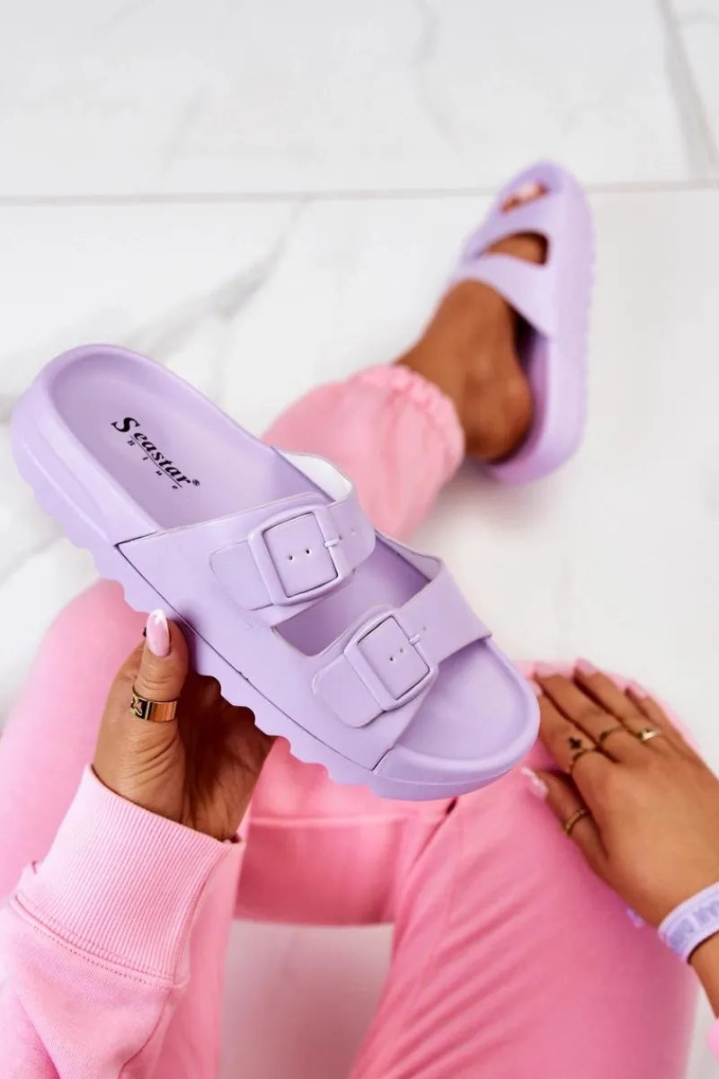 Clearance Boto Gumowe Klapki Na Platformie Fioletowe Westie