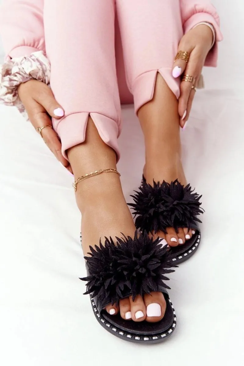 Hot Gumowe Klapki Z Dżetami Vinceza 20-30101 Czarne Damskie Klapki Damskie Klasyczne