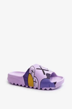 Boto Gumowe Klapki Z Nadrukiem Fioletowe Monsters