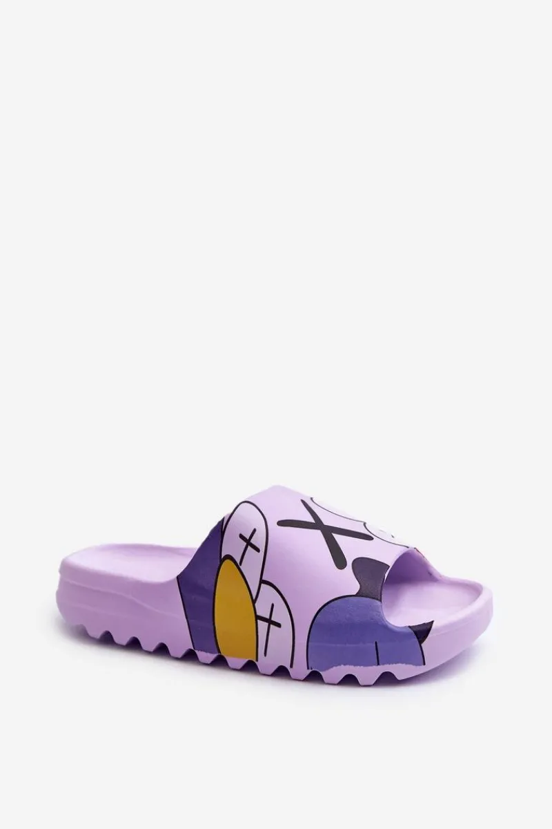 Boto Gumowe Klapki Z Nadrukiem Fioletowe Monsters
