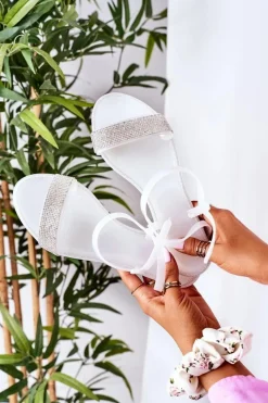 Sandały Gumowe|Sandały Płaskie>Boto Gumowe Sandaly Z Brokatem Białe Beach Time