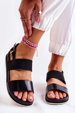 Sandały Płaskie>Boto Gumowe Sandały Na Platformie Czarne Kathia