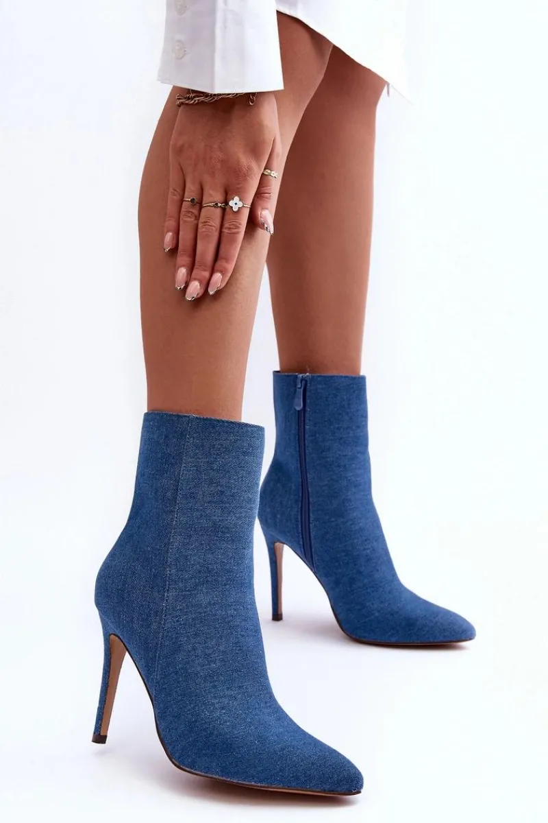 Sale Boto Jeansowe Botki Na Szpilce Niebieskie Eberpia