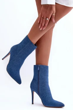 Sale Boto Jeansowe Botki Na Szpilce Niebieskie Eberpia