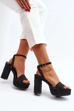 Sandały Na Słupku|Sandały Na Obcasie><noscript><img width=